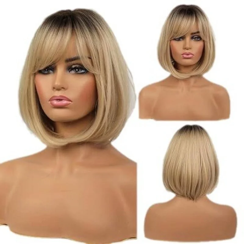 

Women's Wig Short Straight Hair Wigs Brown To Blonde Ladies Wig Full Wig