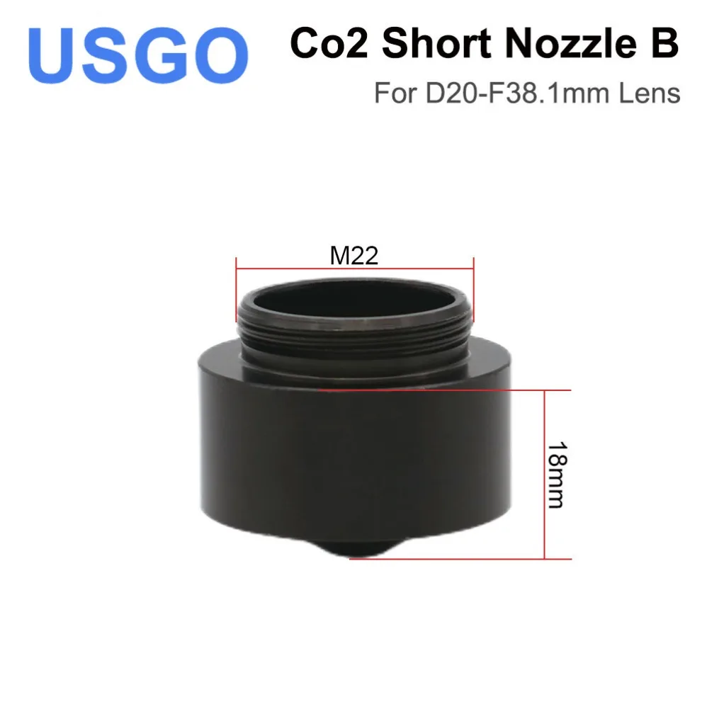 CO2 Laser Head Air Nozzle N01F Short Nozzle B Dia.20 FL38.1 Lens with Fitting M5