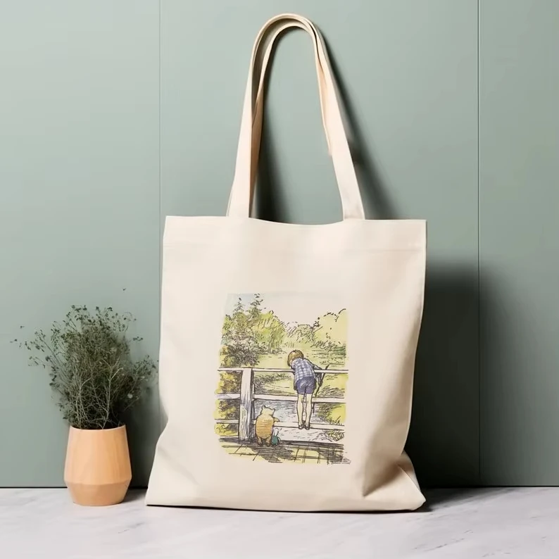 

Winnie the Pooh Tote Bag Eco-friendly aesthetic shopping bag bag for life