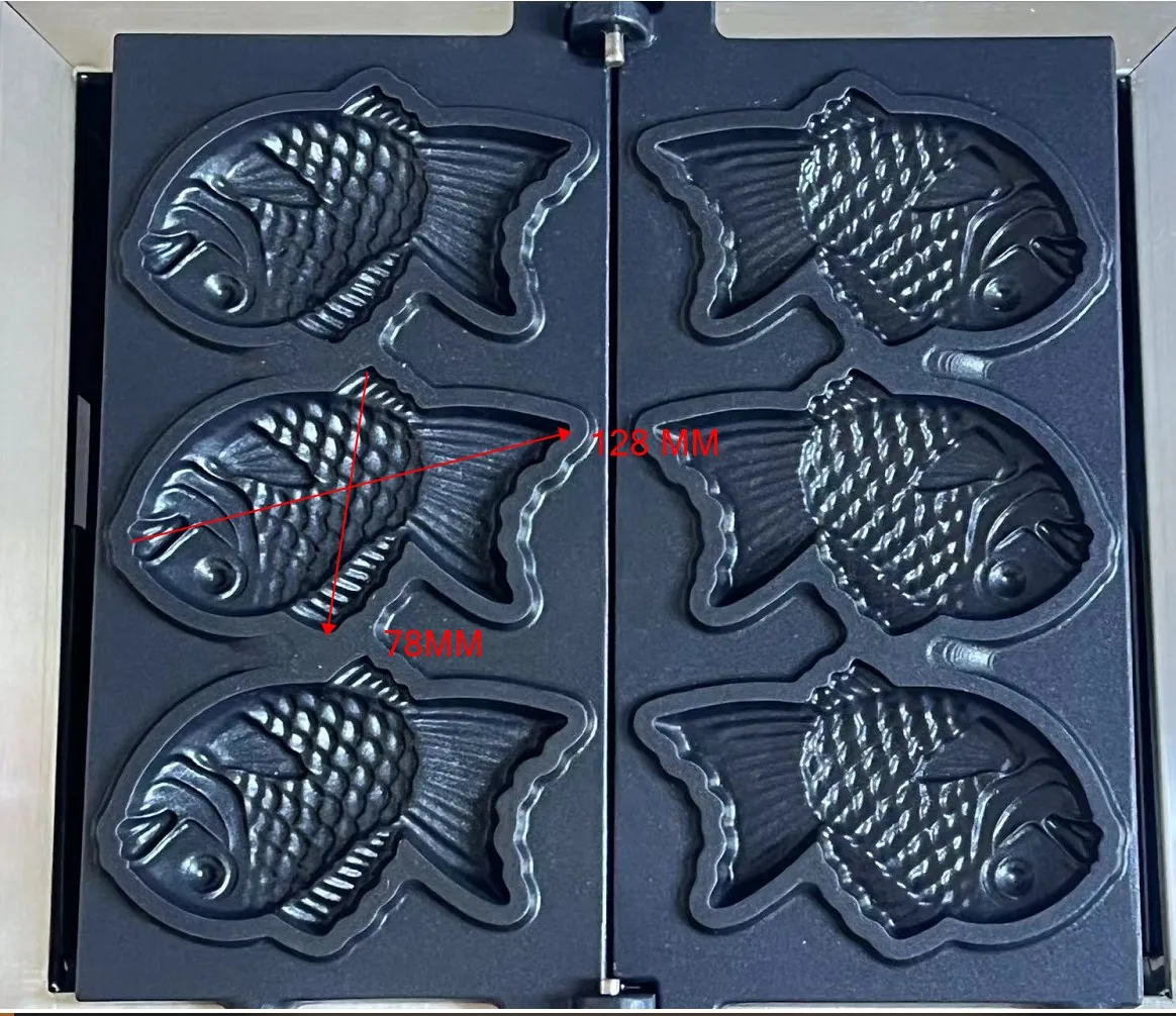 Electric 110V 220V Electric 3 PCS fish waffle maker Regular Taiyaki machine