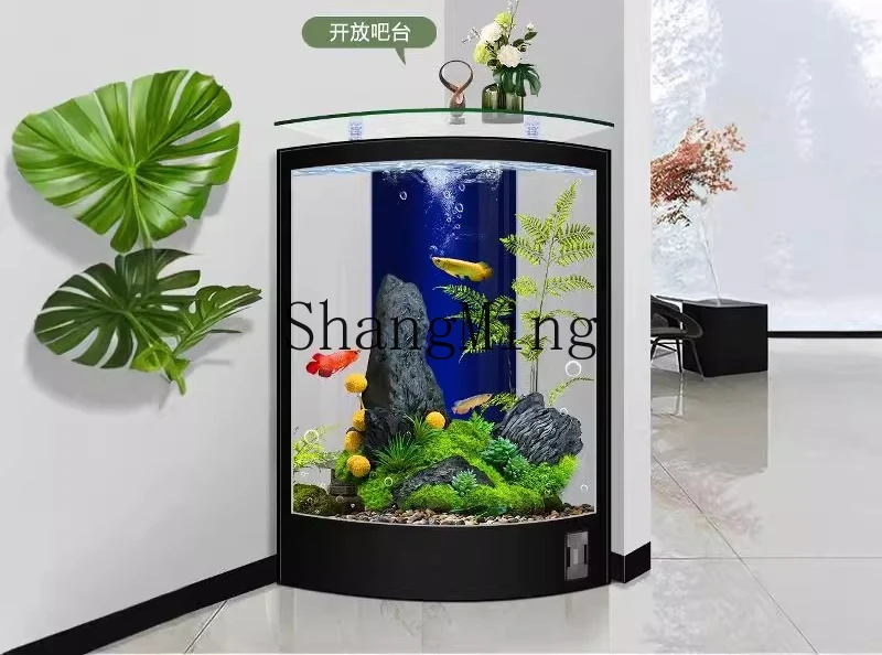 

CL веерообразный резервуар для золотых рыбок для бытовой гостиной, средний и большой вертикальный напольный стеклянный аквариум