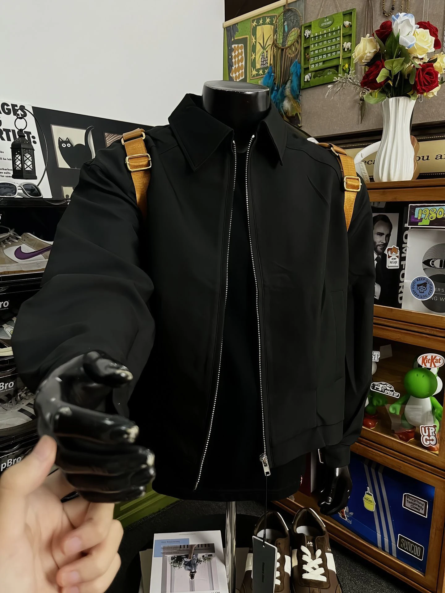 

Мужская куртка Cleanfit Bla American с подкладкой на плечах, оверсайз, с коротким воротником, осенняя, из полиэстеровой смеси