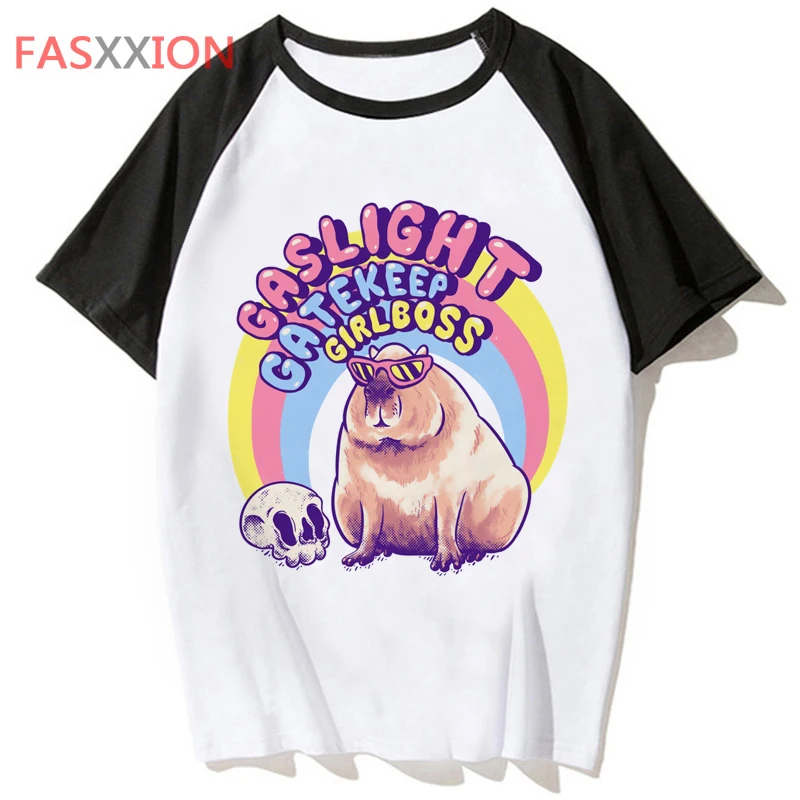 Maglietta capibara Streetwear Hop maglietta divertente da uomo Top Harajuku Hip Tee per T-Shirt abbigliamento maschile