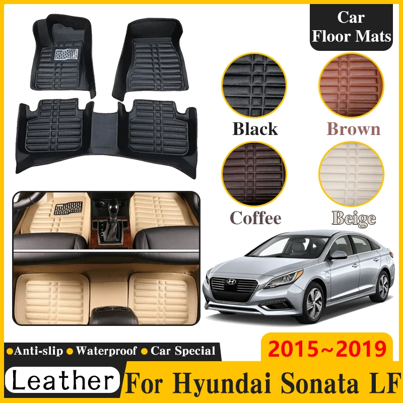 

Car Leather Floor Mats For Hyundai Sonata LF 2015~2019 Waterproof LHD Pads Interior Spare Replacement Part Auto Accessories 2016