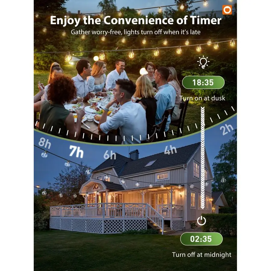 100FT Solar String Lights Outdoor with Remote, 54 LED Shatterproof Bulbs, Dimmable amp Timable, 3 Light Modes, G40 Waterproof So