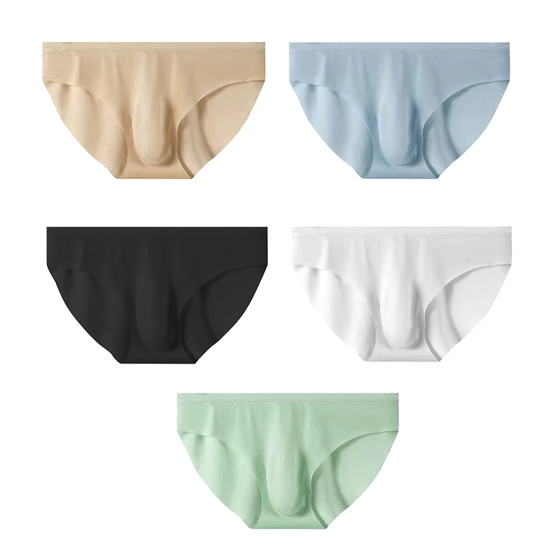 5 Pcs/Lot Hot Men's Ultra Thin Ice Silk Briefs Transparent Cool Comfortable Breathable Soft Solid Color Gifts Male Panties