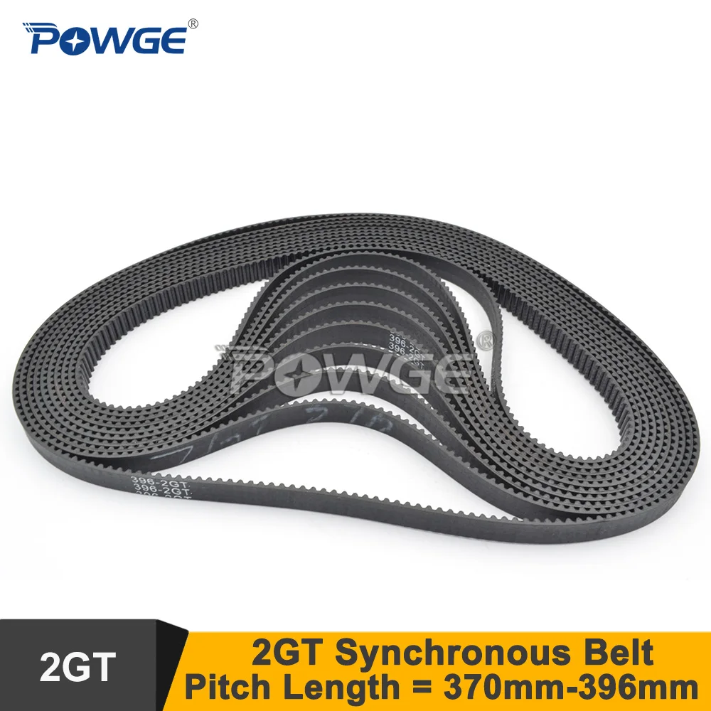 

POWGE 370 376 380 386 390 392 394 396 GT2 Timing Belt W=6/9mm 2MGT GT2 Closed-Loop Synchronous Belt 3D Printer 380-2GT 396-2GT