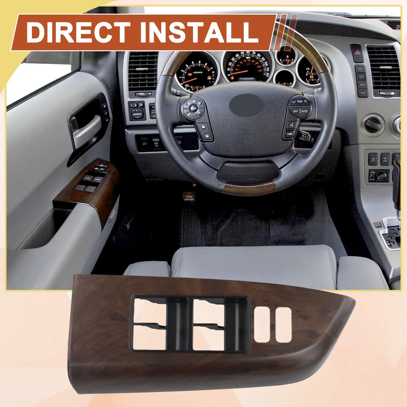 Car Window Lift Switch Panel Trim Cover For Toyota Sequoia 2006-2021 Armrest Upper Panel-T47C