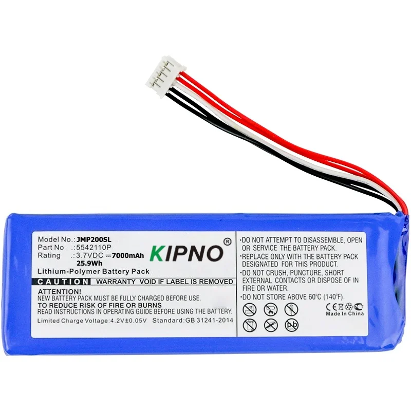 

KIPNO Speaker Battery For JBL:Pulse 2,Pulse II,PULSE2BLKUS,5542110P,7000mAh / 25.90Wh--Li-Polymer--3.70V