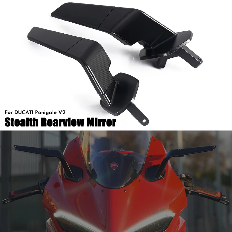 For DUCATI Panigale V2 V2S 2025 2026 Motorcycle Adjustable Rotating Reversing Side Mirror Stealth Rearview Mirrors Wind Wing