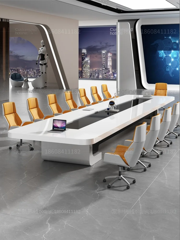 Conference Table Long Table Simple Modern Large Negotiation Office Chair Combination Training White