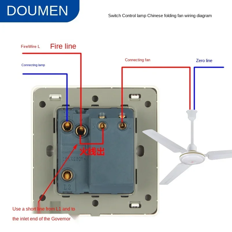 Fan electric fan stepless speed regulation with switch panel, ceiling fan governor, 1gang1way with speed regulation switch