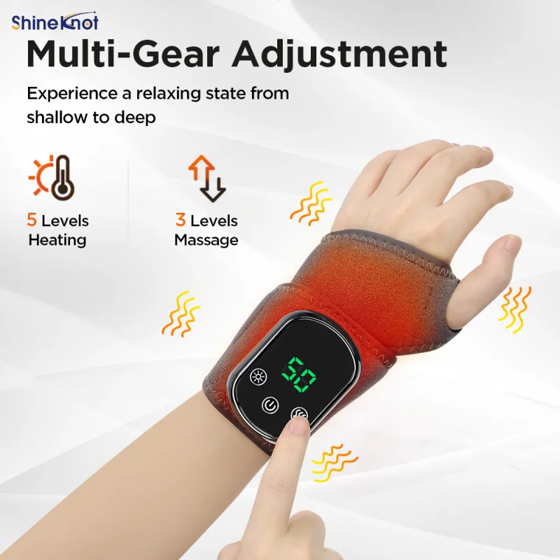 SHINEKNOT LED Red Light Wrist Therapy Band Type-C Rechargeable Infrared Wrist Electric Heating Light Therapy Vibration Massager