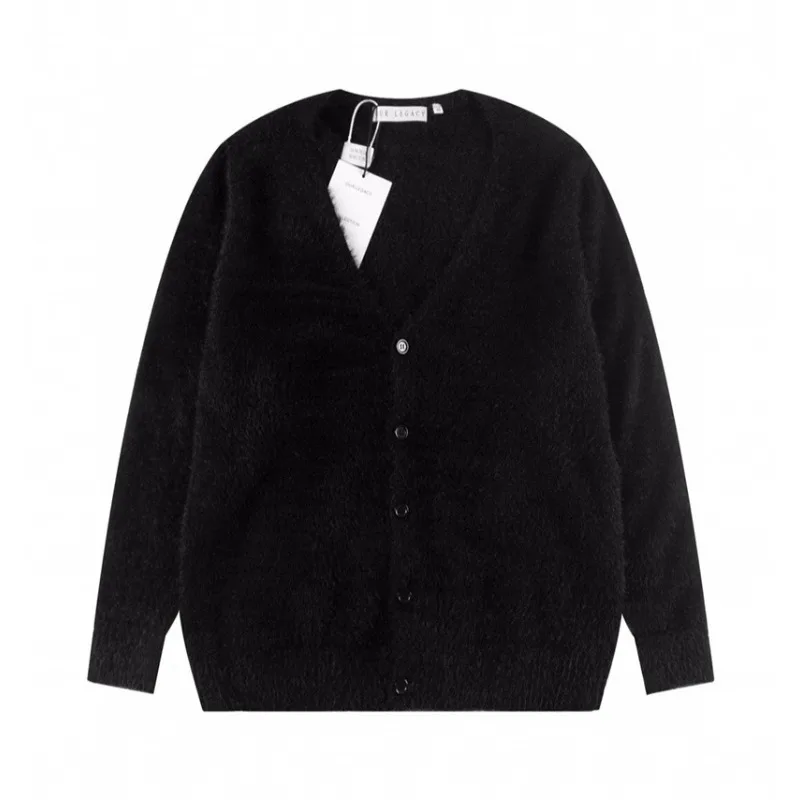 Hot Koop Van Het Seizoen Herfst Winter Verdikte Luie Mode Nertsen Gebreide Open Vest Mannen Losse Zwarte Trui Jas V-hals W