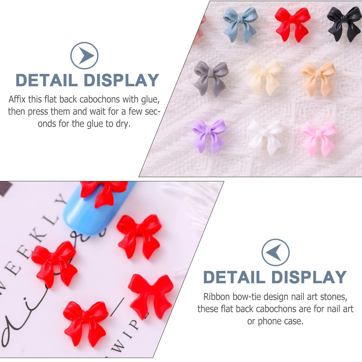 

100pcs Bow Nail Art Stones Ribbon Bowknot Flat Back Cabochons Phone Case Decorations Nail Accessories Charms Craft Supplies