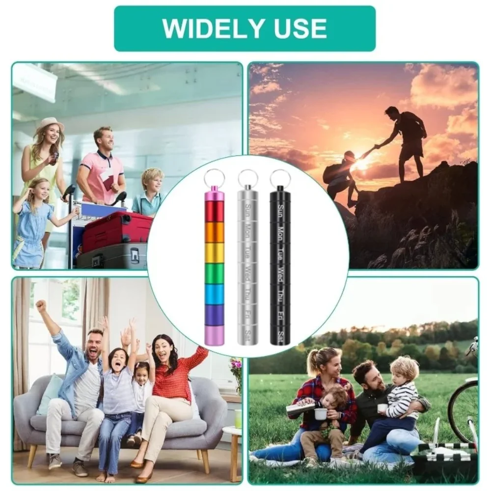 جديد حار الألومنيوم المحمولة صندوق حبوب منع الحمل حالات مختومة مقاوم للماء 7 أيام 7 شبكات المنظم اللوحي للسفر الطب فيتامين زيوت السمك #4