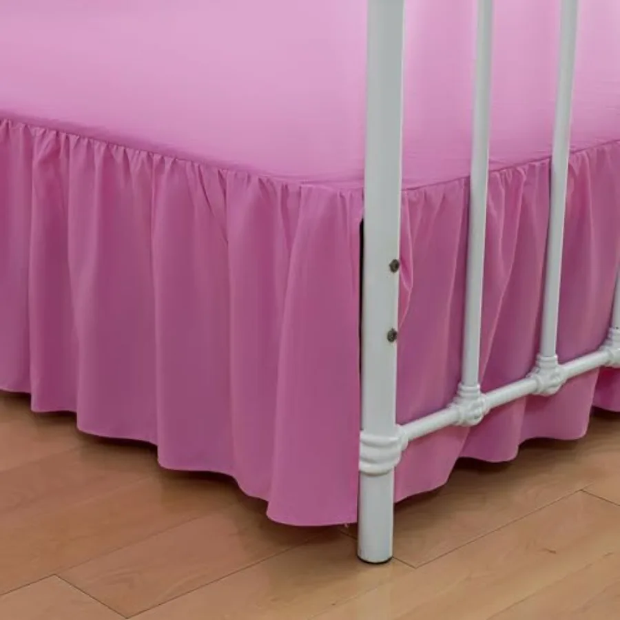 

Юбка-кровать размера «queen-size» с разрезными углами и 14-дюймовым падением для кровати на платформе. Юбка-кровать с рюшами розового цвета, идеально подходит для Livi.