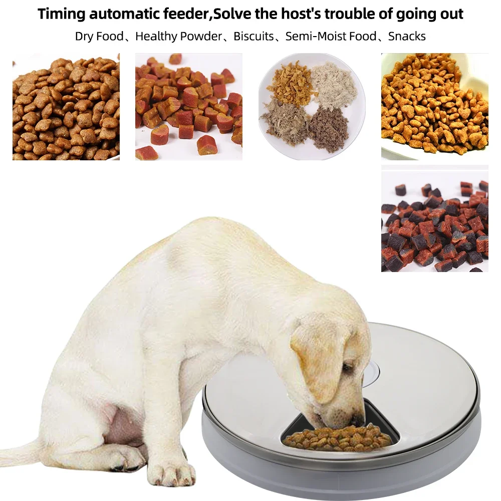 Automatic Pets Feeder Bowl Dry Food Dispenser Storing Dog Feed With Voice Remind 6 Grids Pet Feed Tool 24h Timer Dog Accessories