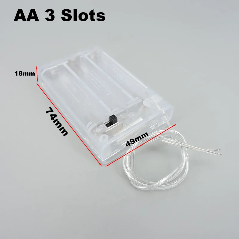 10PCS Transparent 3 solt AA 3V 4.5V Battery Holder Box Case With Switch AA Battery Holder Box Case With Switch e1