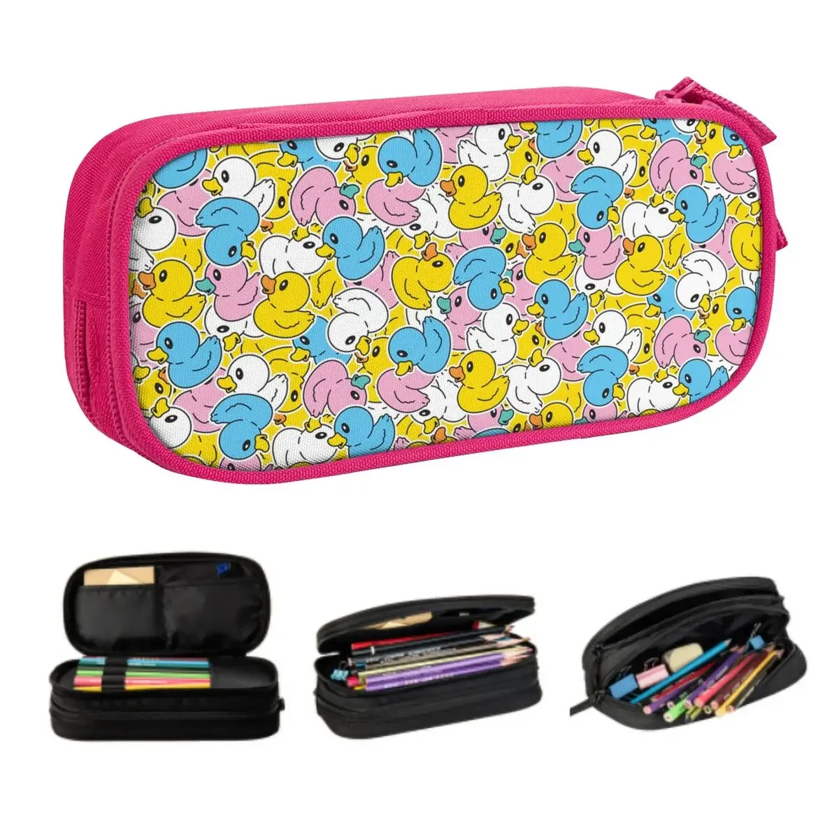 Custom Kawaii Cute Cartoon Duck Shower Pencil Case for Boy Girl Large Storage Pencil Box School Supplies