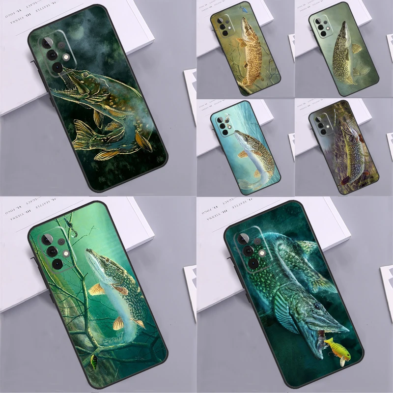 Pike Fish Fishing Lure For Samsung Galaxy A53 A33 A16 A06 A56 A36 A26 A05 A22 A32 A52 A54 A34 A14 A55 A15 A35 Case