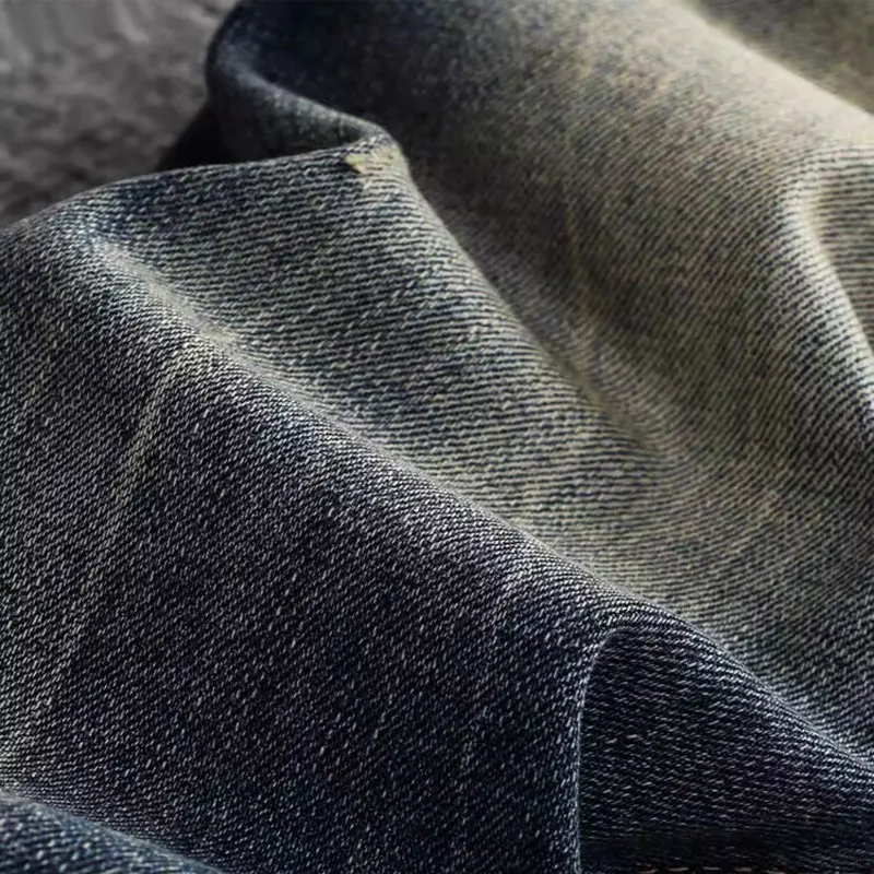 Fashion Designer Men Jeans High Quality Retro Washed Blue Stretch Slim Fit Ripped Jeans Men Printed Vintage Denim Pants Hombre