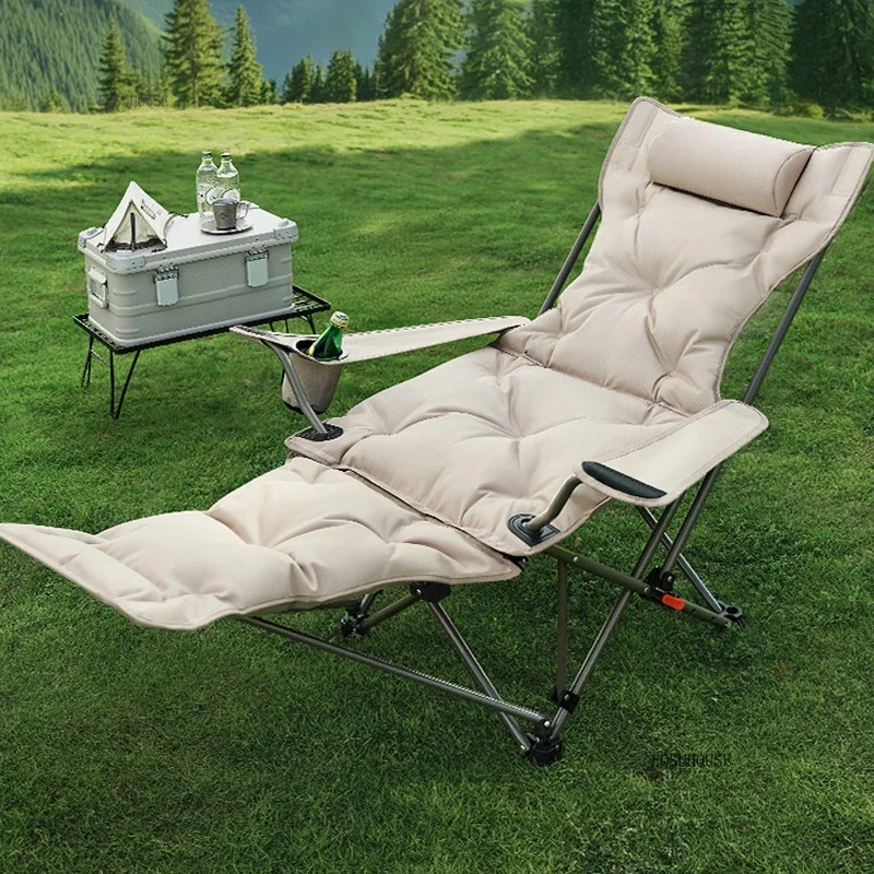 

Multifunctional Chaise Lounges for Camping Portable Folding Cloth Sun Lounger Creative Chairs with Pillow for Office