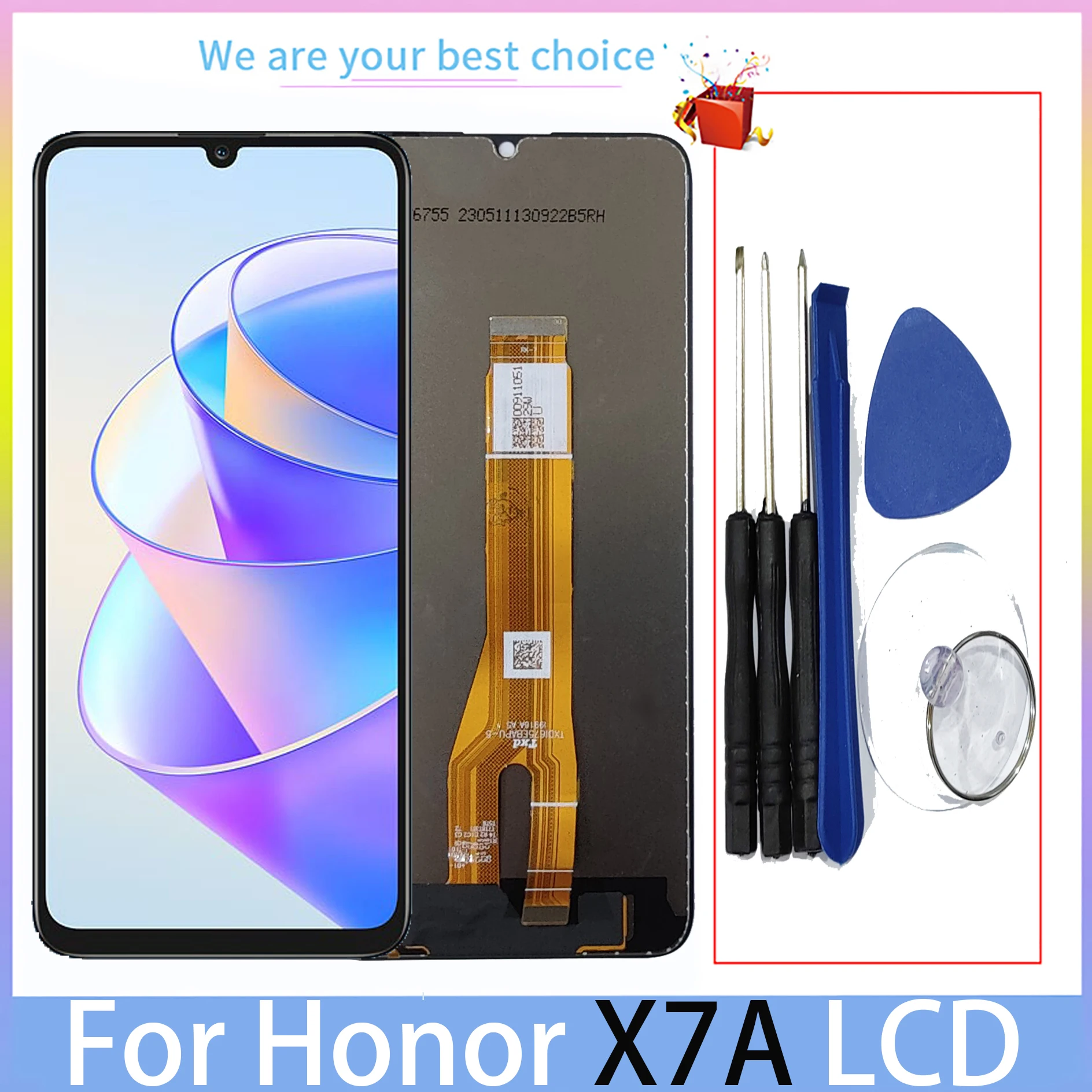 For Honor X7A Original LCD Display With Frame RKY-LX1RKY-LX2 RKY-LX3 Touch Screen  Panel Replacement Parts