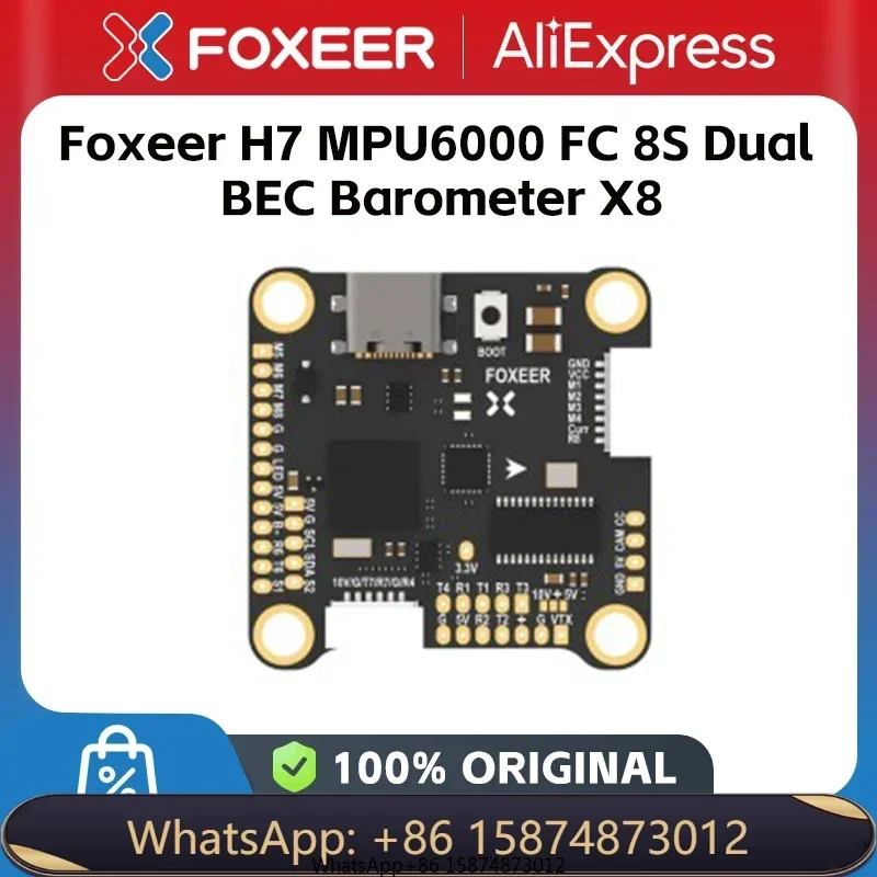 Foxeer H7 Fli ght Control MPU6000 H743 FC 4-8S/Dual BEC/Barometer/32KHZ For O3 HD/Analog VTX X8 FPV Racing Dr one