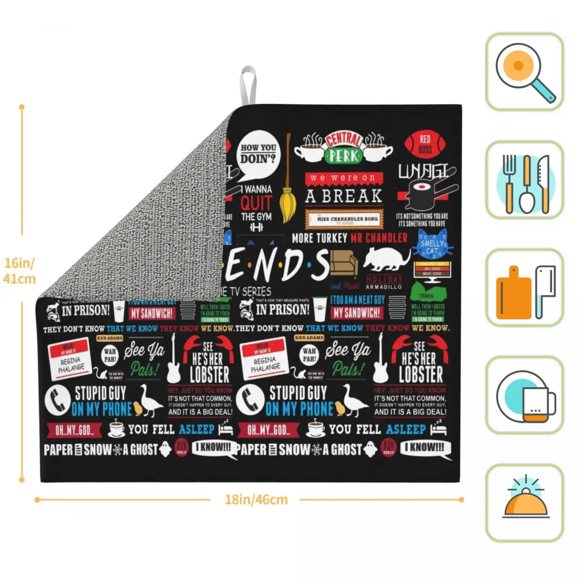 Funny TV Show Friends Collage Dish Drying Mat for Kitchen Super Absorbent Fast Dry Microfiber Dishes Drainer Pads