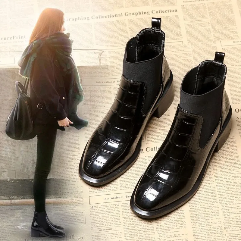 block high heels black ankle boots woman designer luxury fashion shoes for woman pumps boots thick heel shoes