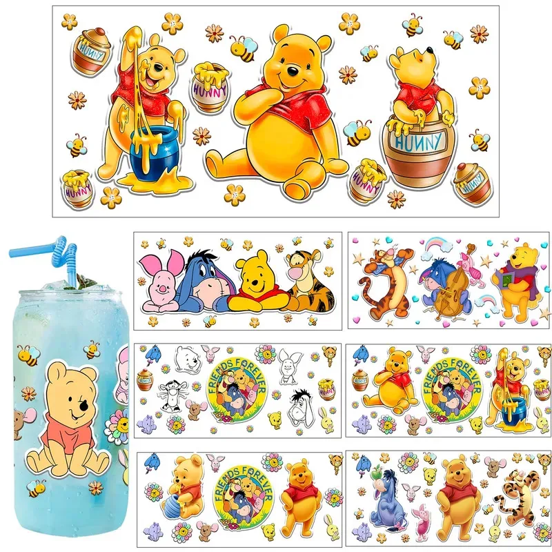 30 Style Watercolor Winnie family UV DTF UVDTF transfer 16oz cup wraps Sticker