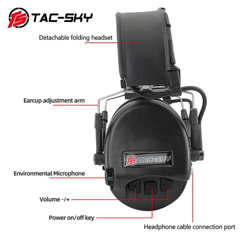 TAC-SKY SORDINTEA Tactical Headset Noise Reduction Hearing Protection Electronic Muffs Active Ear Protection for Airsoft Sports