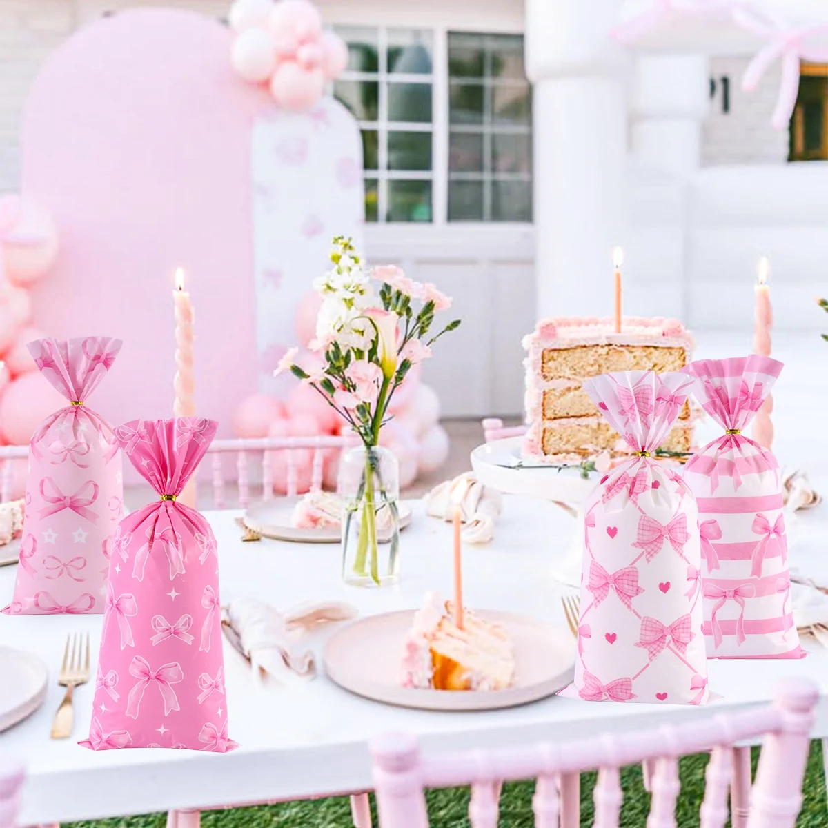 25/50 Stück Rosa Geschenktüten mit Schleife Süßigkeiten-Beutel für 1. Geburtstag Party-Gastgeschenke Hochzeitspartyzubehör Valentinstag – Detail 6