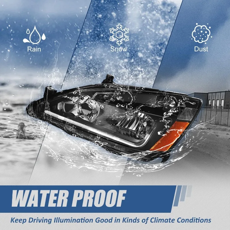 Conjunto de faróis LED DRL de dinastia automática compatível com 03-07 Accord 7a geração UC1