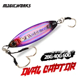 Magic Works-plantilla lenta de Metal para Señuelos de Pesca, cebo Artificial, artículos de aparejos, 28G, 40G, 60G, nuevo anzuelo afilado de pescado falso