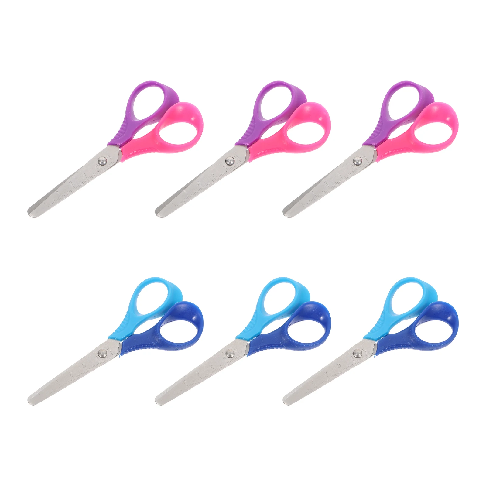 

6pcs Student Scissors Smooth Edge Multifunctional Craft Tool Random Abs With Scale For Scrapbooking