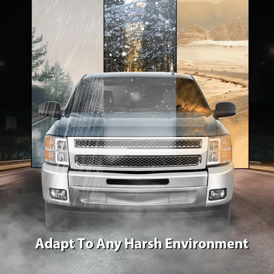 مجموعة مصابيح أمامية أنبوبية DRL LED للمصابيح الأمامية مع لمبة O متوافقة مع تشيفي سيلفرادو 1500 2007-2013 سيلفرادو 2500 HD 3500 H