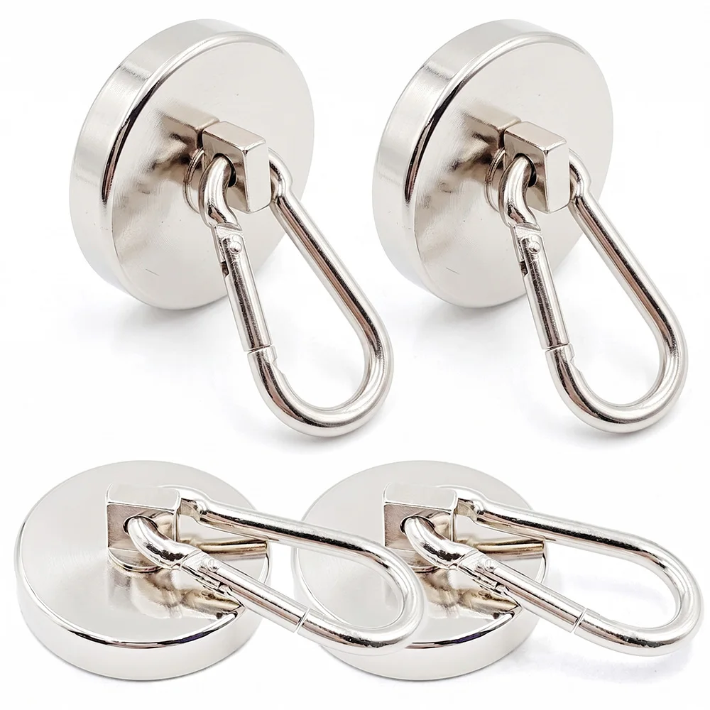 Strong Heavy Duty Magnetic Hooks With Swivel Carabiner Hook For Refrigerator Kitchen Organization 1pcs Magnetic Materials