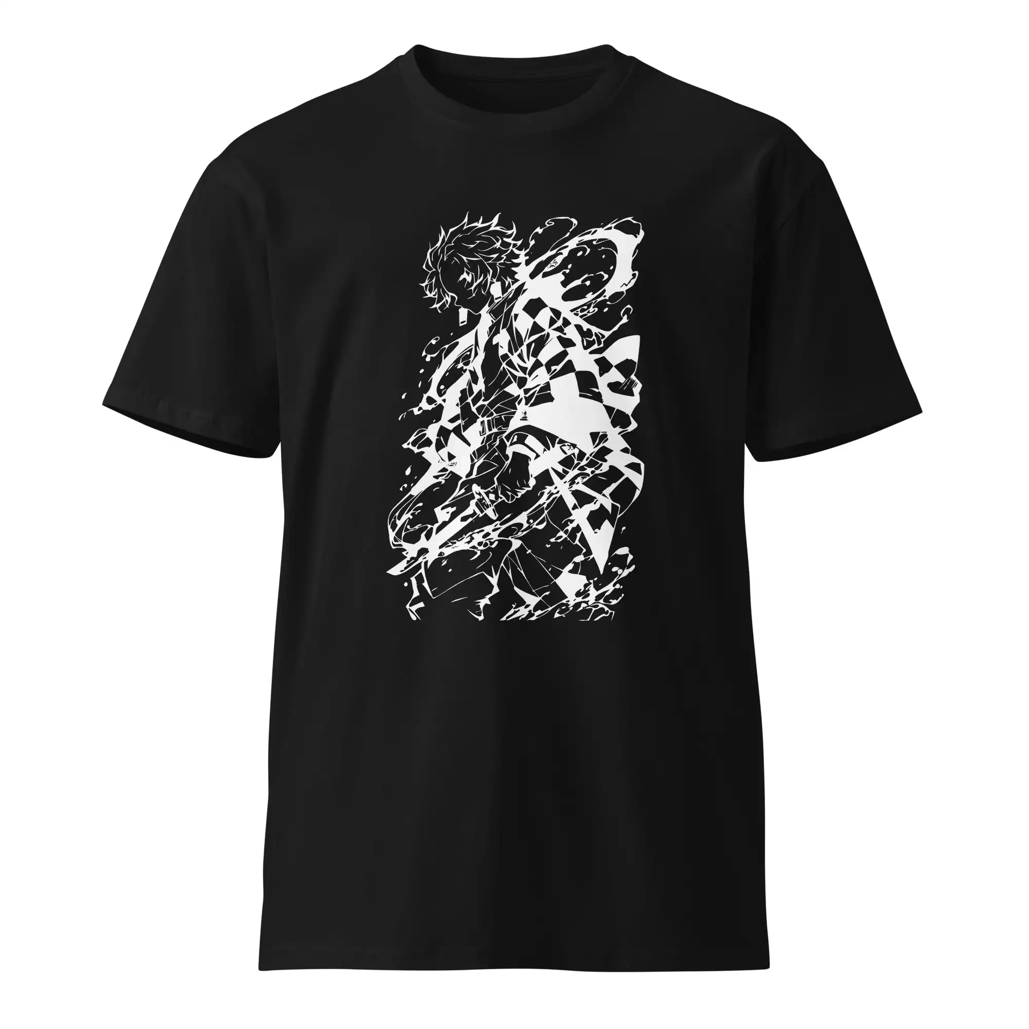 Demon Slayer Tanjiro Kamado White Line Art Graphic T-Shirt Anime Character Water Breathing Print Casual Men Women and Kids Tee