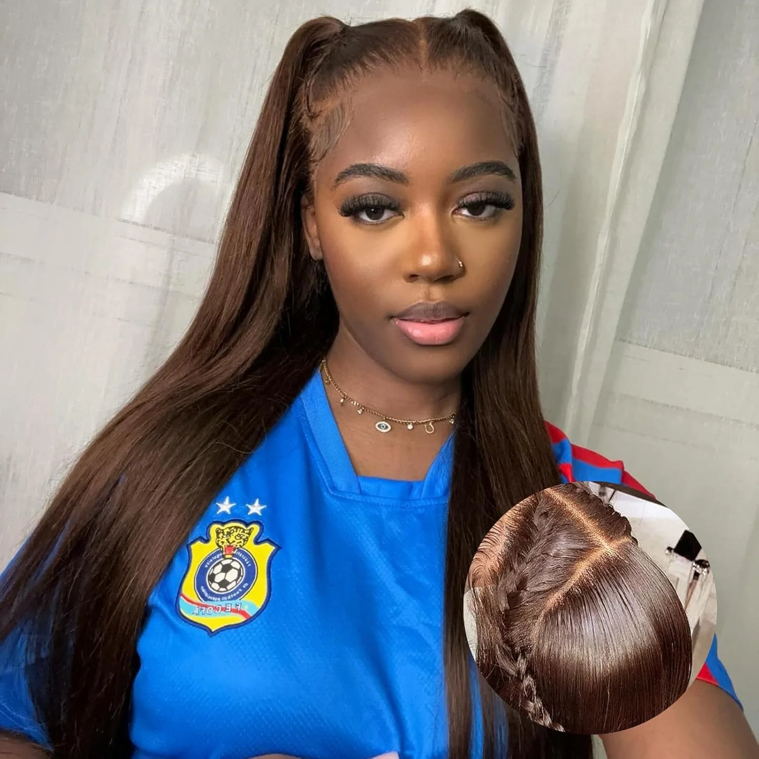 13x6 schokoladenbraune Lace-Front-Perücke, 220 % Dichte, Ohr-zu-Ohr-HD-Lace-Front-Perücken, Echthaar, klebefrei, braunes Echthaar 4 #   Farbig