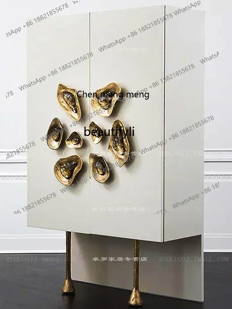 

zq1Creamy white solid wood wine cabinet Tall living room Edge, decoration, locker