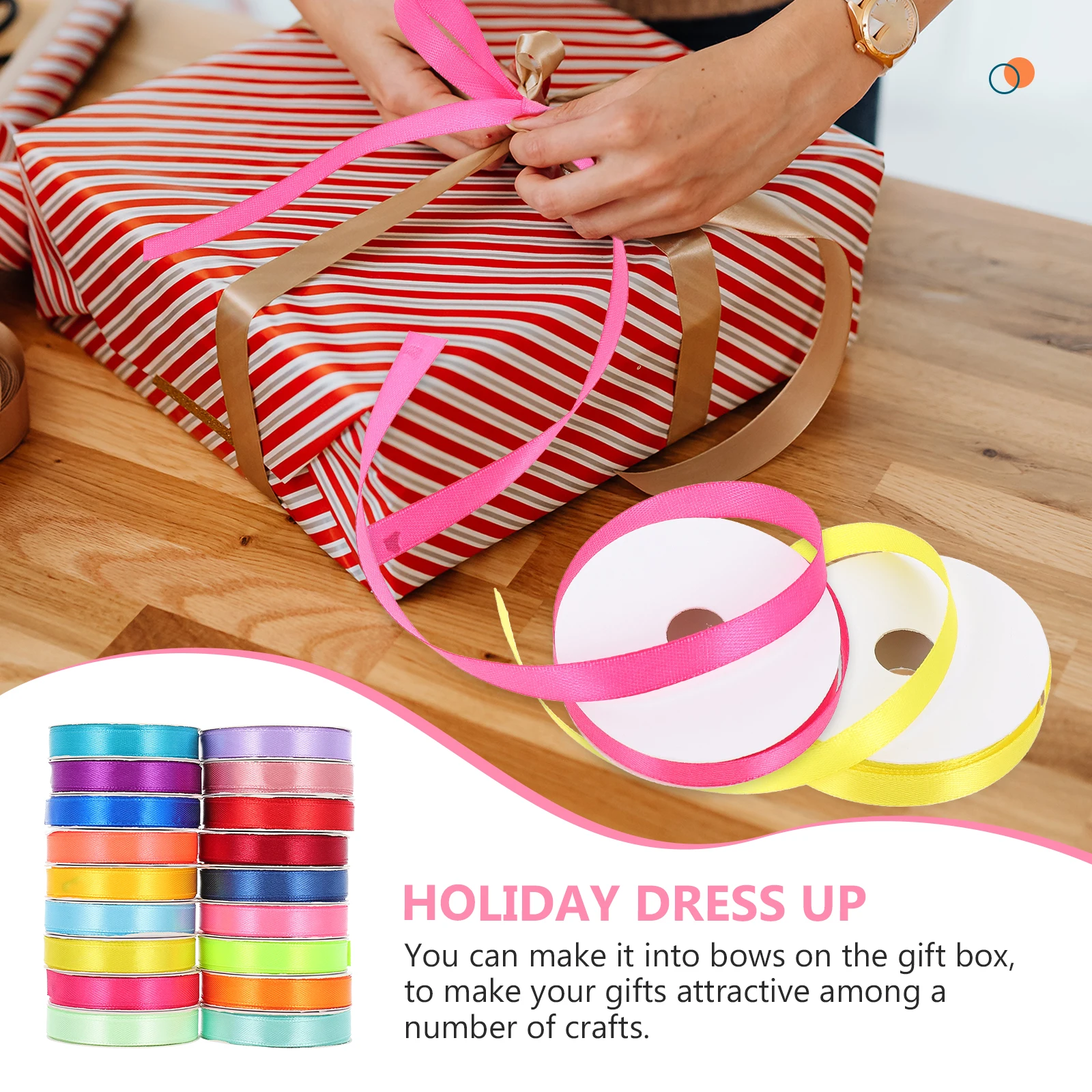 

18pcs 2M Polyester Ribbon Rolls for Gift Wrapping Wedding Party Decorations Soft Flexible Craft Bows Handmade Ribbons