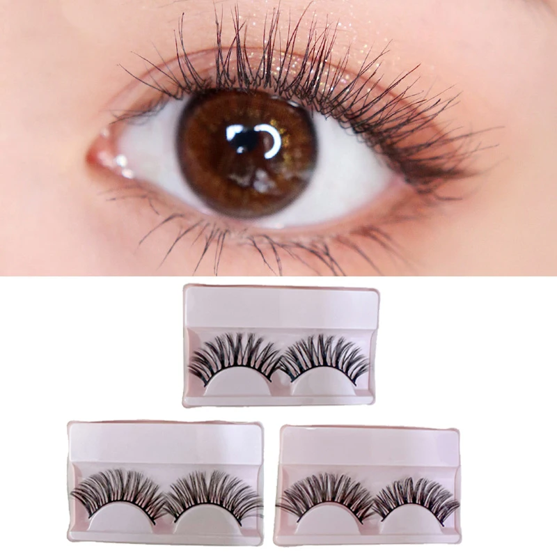 1Pair Cat Eye Lashes Faux Mink Eyelashes Natural Long Manga Lashes Winged End Eye Elongated Eyelashes Fake Lashes Makeup Tools