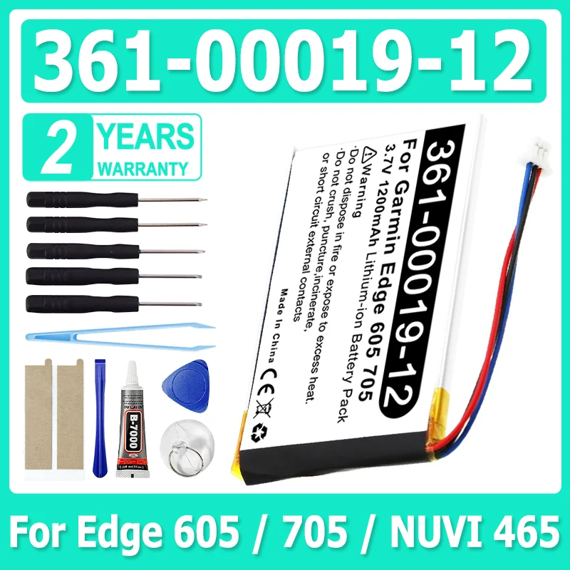 New 1250mAh 3.7V GPS, Navigator Li-Polymer Battery For Garmin 361-00019-12 Edge 605 Edge 705 NUVI 465
