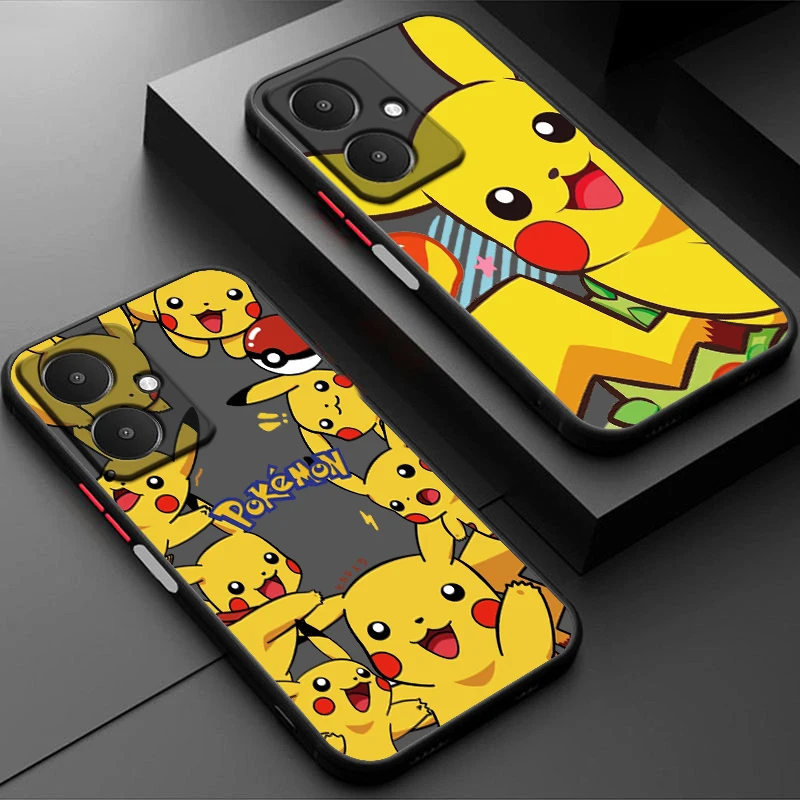 Pokemon Anime Pikachu Cover For Xiaomi Poco M6 M5 M4 M3 F5 F4 F3 F2 X5 X4 X3 C55 C51 C50 Pro Frosted Translucent Phone Case