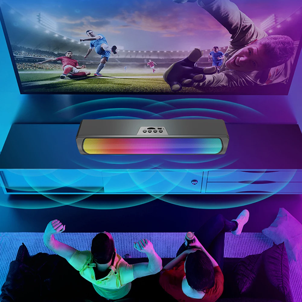Caixa de Som para Computador RGB Compatível com Bluetooth 5.0, Soundbar Estéreo com Subwoofer, Caixa de Som Portátil para PC