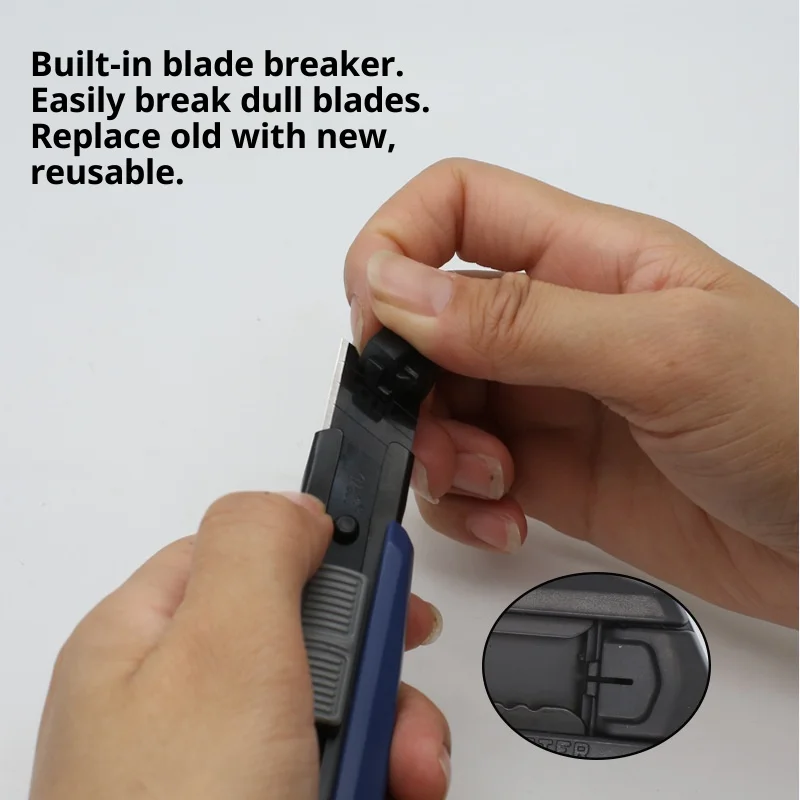 Mini Utility Knife Set 18mm SK5 Black Steel Blade with Breaker Box Cutter Ergonomic Grip Portable Sharp Art Craft Office Tools