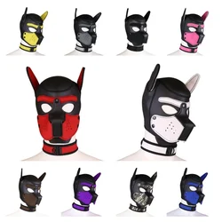 Puppy Cosplay Costumes of XL Code Brand New Increase Large Size Padded Rubber Full Head Hood Mask with Collar for Dog Roleplay