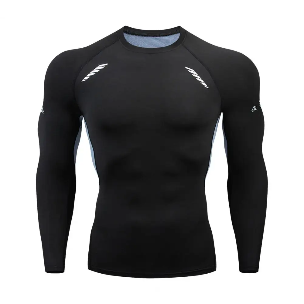 

Quick-dry Black Workout Top High Elasticity Men's Slim Fit Compression Top for Gym Running Quick-drying Long for Basketball